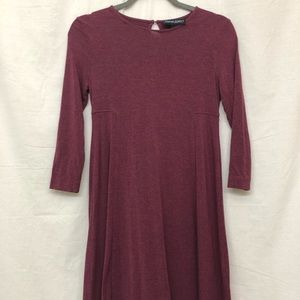 Red long sleeve shirt dress